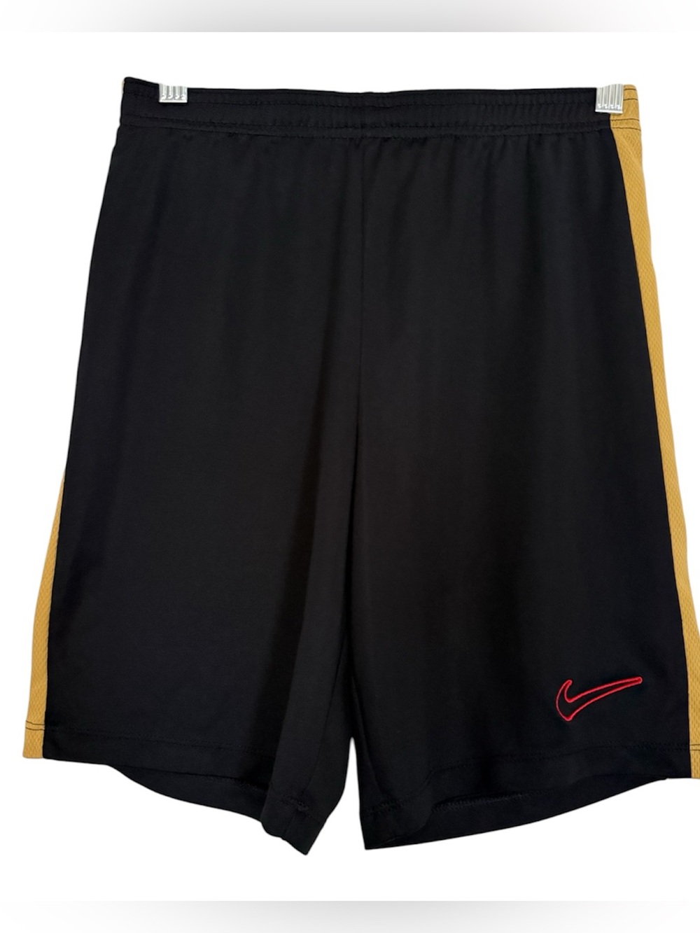 Nike Dri-FIT Youth Athletic Shorts – Black/Tan With Red Swoosh | Youth Large